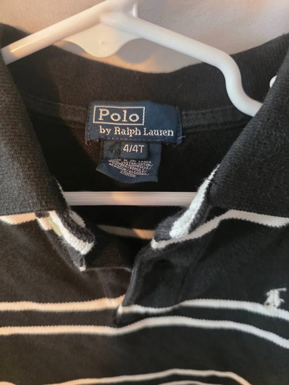 Kids Polo Ralph Lauren Black/White Stripe Polo, Size 4T